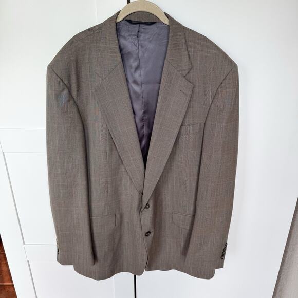 Lands End Mens Size 46L Multicolored Plaid wool Suit Jacket Sport Coat Blazer - Picture 1 of 16